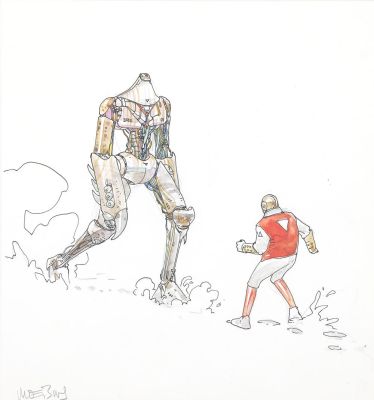 Lot 131 - MOEBIUS (1938-2012). Le robot. Encres de couleur. | HVMC