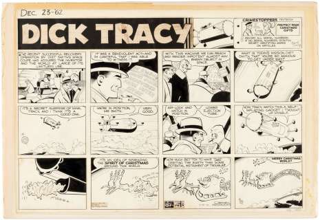"DICK TRACY" CHRISTMAS 1962 SUNDAY PAGE ORIGINAL ART BY CHESTER GOULD. | Hake’s