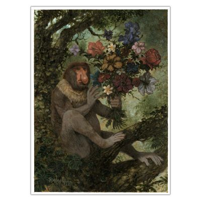 Julien Delval | Le Singe qui Aimait les Fleurs - Illustration originale | Achetez de l’Art