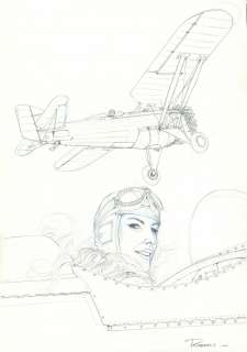 Romain Hugault (Né En... | Panama Pin-up Mine de plomb et crayon bleu sur papier... | Tessier Sarrou