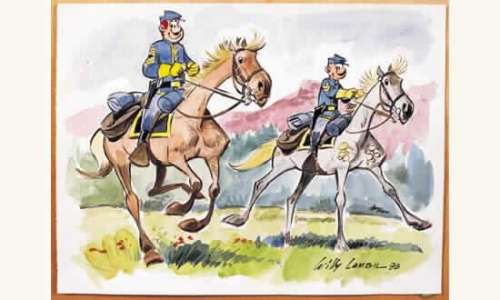 LAMBIL, Willy. Â«Tuniques BleuesÂ» Gouache sur papier représentant le sergent | Tessier Sarrou