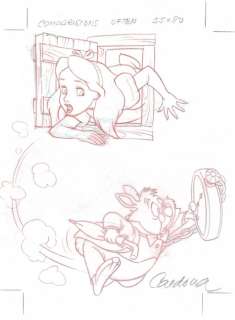 Alice in Wonderland - Alice meets White Rabbit - Disney Studios - Original Production Drawing - Cardona, Josep maria - Art original - (1990) | Catawiki