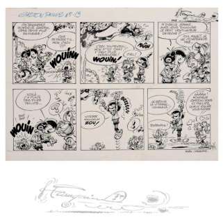 Franquin | Gaston et les piles Philips, quelle équipe Encre de Chine pour | Millon