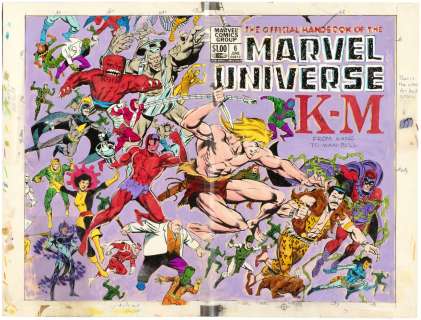 THE OFFICIAL HANDBOOK OF THE MARVEL UNIVERSE #6 & DELUXE EDITION #6 - REGULAR COVER & INTERIOR PAGES COLOR GUIDES LOT (ANDY YANCHUS COLORIST). | Hake’s