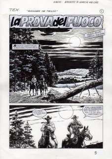 ERNESTO GARCIA SEIJAS - Tavola originale per TEX 598 ‘la prova del fuoco’. Cm. 25 x 35. Anno di esecuzione 2010. Pag 5 (titolo).