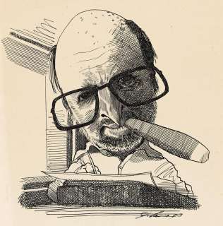 Lot 1 - DAVID LEVINE (1926-2009) Jules Feiffer with cigar.
