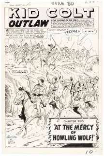 GUNSMOKE WESTERN KID COLT #60 ORIGINAL ART SIX PAGE COMPLETE CHAPTER BY JACK KELLER. | Hake’s
