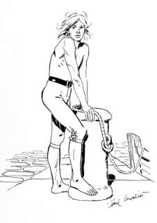 Cuvelier | Corentin, rare illustration Ã  l’encre de Chine re… | Banque Dessinée