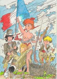 Wasterlain, Marc - Dessin original en couleur - Jeannette pointu en Marianne (2018) | Catawiki