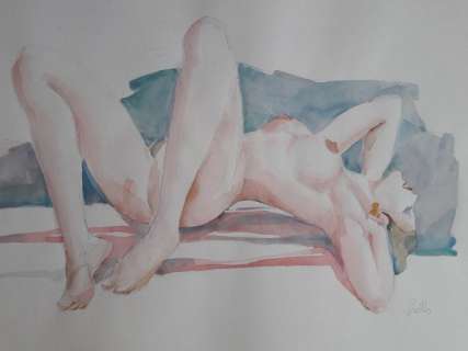 Leone Frollo - illustrazione originale "Acquerello Erotico" - firmata - Page volante | Catawiki