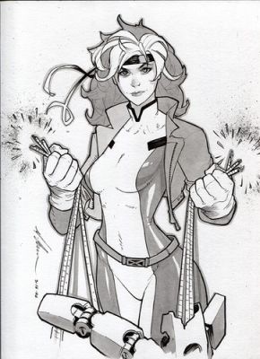 original,mario chavez,comic art,pinup,sketch,9"x12,rogue | eBay US (Buy It Now)