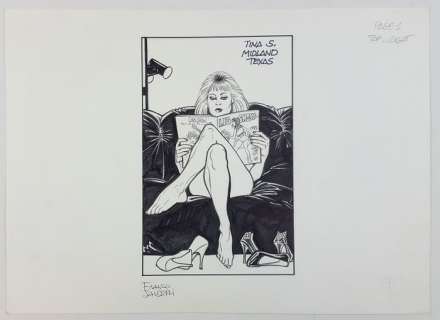 Franco Saudelli - Illustrazione Originale "Tina S. Midland Texas" - Page volante | Catawiki