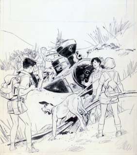 Gillon Paul | Â«LA LOCOMOTIVE DU CLUB DES CINQÂ» Encre de chine pour une Rarissime | Coutau Bégarie