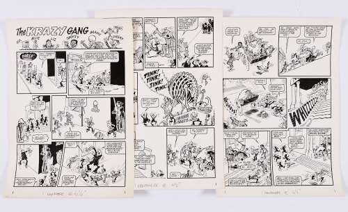 Krazy Gang: 3 original artworks (1978) by Bob Hill from Krazy Comic | Comic Book Auctions ltd