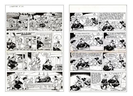 Lot 635 - Kox. 2 planches originales Agent 212 | BDEnchères