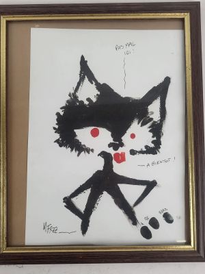 Dessin de Massimiliano Frezzato Fait À Lucca En 2010. - Portrait de Chat. 330/240 Mm. | Lot 338 : | misc / divers