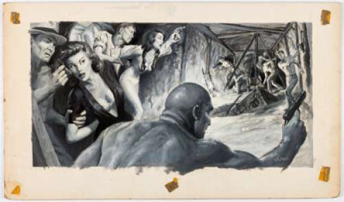 Pollen, Samson | Samson Pollen - Men’s Adventure Magazine Double Page Painting Original Art (Magazine Management, c. 1970s).... | Heritage