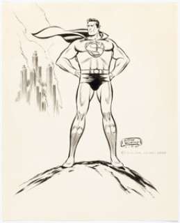 Boring, Wayne | Wayne Boring Superman Full-Figure Portrait Original Art (1950).... | Heritage