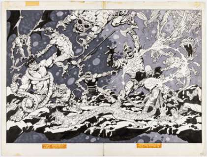 Starlin, Jim | Jim Starlin and Alex Niño Rampaging Hulk #4 Double Splash Page 21-22 Original Art (Marvel, 1977).... | Heritage