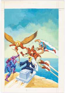 Frisano, Jean - Jean Frisano Titans #102 Cover Painting Original Art dated 7-10-1987 (Editions Lug, 1987)....