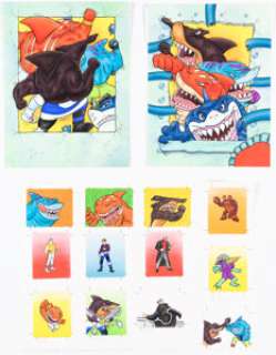 Cartoon Artist | Merlin Artist Street Sharks Sticker Book Covers and All Pages Painting Original Art Group of 24 (Merlin, 1997).... (Total: 24 Original Art) | Heritage