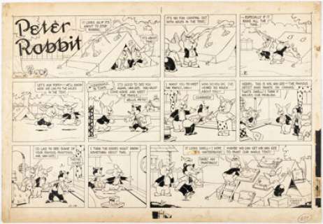 Fago, Vince - Vincent "Vince" Fago Peter Rabbit Sunday Comic Strip Original Art dated 11-14-48 (New York Herald-Tribune...
