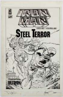 Zeck, Mike | Mike Zeck and James Pascoe Steel Terror: Iron Man Super Thriller Cover Original Art (Pocket/Marvel, 1996).... | Heritage