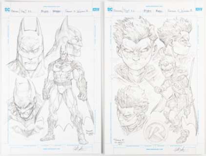 DC Artist - Freddie E. Williams II Batman / TMNT V2. Character Studies Original Art Group of 2 (DC, 2018).... (Total: 2 Original Art)