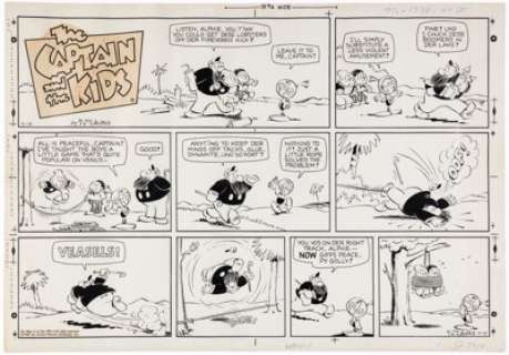 Dirks, John - John Dirks (as R. Dirks) The Captain and the Kids Sunday Comic Strip Original Art dated 4-10-66 Group of 2 (United... (Total: 2 Original Art)
