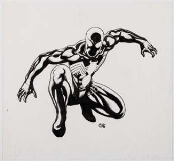 Cho, Frank | Frank Cho Marvel Universe Black Costume Spider-Man Action Figure Card Illustration Original Art (Hasbro, 2008).... | Heritage