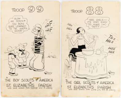 Bela "Bill" Zaboly - Popeye & Olive Oyl | Specialty Illustrations Group of 2 Original Art (1947). (Total: 2 Original Art) | Heritage