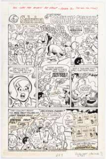Dan DeCarlo and Jim DeCarlo (attributed) - Sabrina Hostess Fruit Pies Complete 1-Page Ad "Growling Grizzlies" Original Art (Archie, 1981). | Heritage