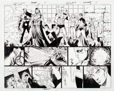 Tony Daniel and Kevin Conrad Teen Titans #36 Double Page Spread 4-5 Original Art (DC, 2006). (Total: 2 Original Art)