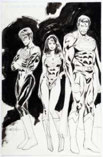 Mark Beachum - Superman, Wonder Woman, and Green Lantern Illustration Original Art (undated). | Heritage
