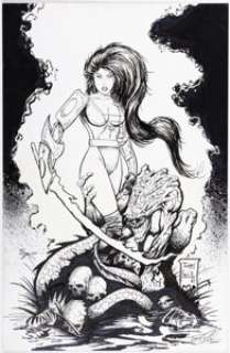 Tommy Castillo Hari Kari Resurrection #1 Cover Original Art (Blackout, 1997).