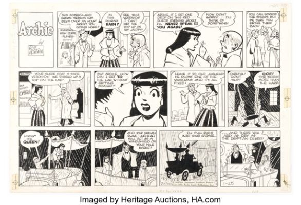 Bob Montana Archie Sunday Comic Strip Original Art dated 1-25-53 (McClure Newspaper Syndicate, 1953). | Heritage