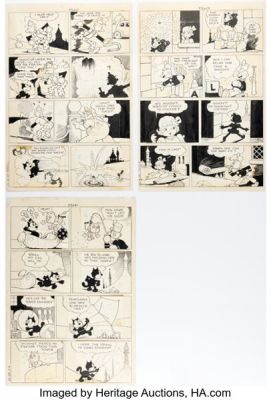 Otto Messmer (as Pat Sullivan) Popular Comics Felix the Cat Story Pages Group of 3 Original Art (Dell, 1946-47). (Total: 3 Original Art) | Heritage