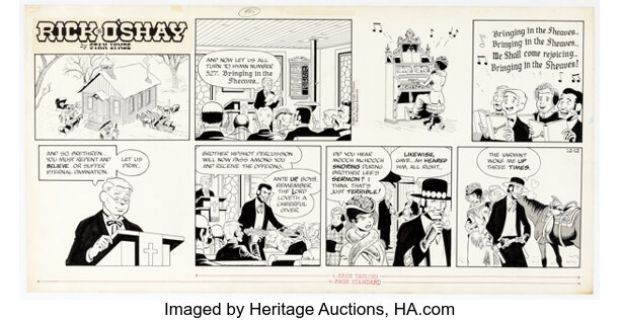 Stan Lynde Rick O‘Shay Sunday Comic Strip Original Art dated 12-12-65 (Chicago Tribune, 1965).