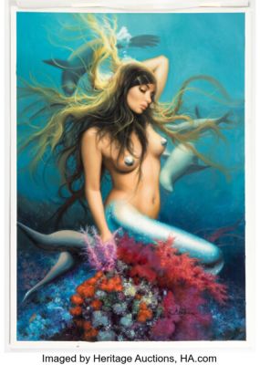 Arantza Sestayo Mermaid Song: Desires of the Deep Cover Painting Original Art (SQP, 2007).