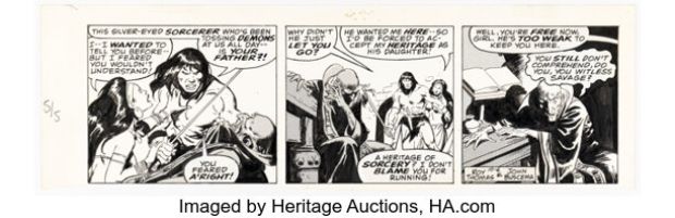 John Buscema Conan the Barbarian Daily Comic Strip Original Art dated 10-6-78 (Register and Tribune Syndicate, 1978). | Heritage