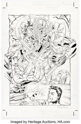 Steve Pugh and Mike Perkins Superman vs. Terminator: Death to the Future #4 Story Page 14 Original Art (Dark Horse, 2000).
