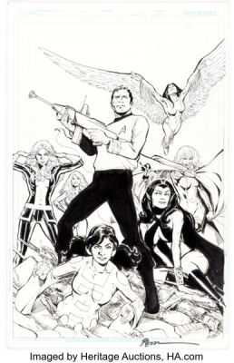 Phil Jimenez Star Trek / Legion of Super-Heroes #5 Cover Original Art (DC/IDW, 2012).