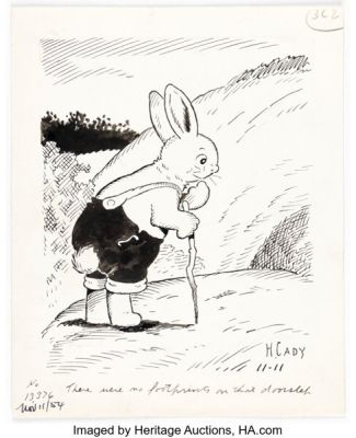 Harrison Cady Burgess Bedtime Story #13376 Peter Rabbit Daily Column Illustration Original Art dated 11-11-54 (New York Herald Tribune, 1954).