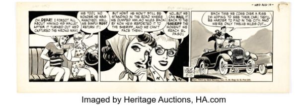 Leslie Turner Captain Easy Daily Comic Strip Original Art dated 8-10-55 (NEA Service, 1955). | Heritage