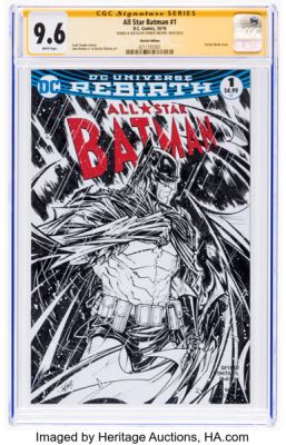 JonBoy Meyers All Star Batman #1 Sketch Edition Signature Series Original Art (DC, 2016/23) CGC NM+ 9.6 White pages.