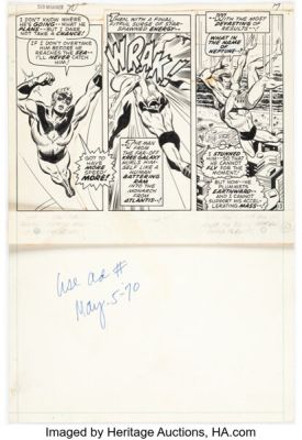 Sal Buscema and Mike Esposito (as Joe Gaudioso) The Sub-Mariner #30 Captain Marvel Partial Story Page 13 Original Art (Marvel, 1970). | Heritage