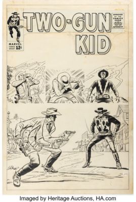 Dick Ayers Two-Gun Kid #70 Unused Cover Original Art (Marvel, 1964). | Heritage