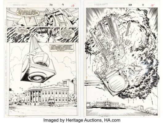Steve Pugh and Scott Koblish Doom 2099 #33 Story Pages 9 and 11 Original Art Group (Marvel, 1995). (Total: 2 Original Art)