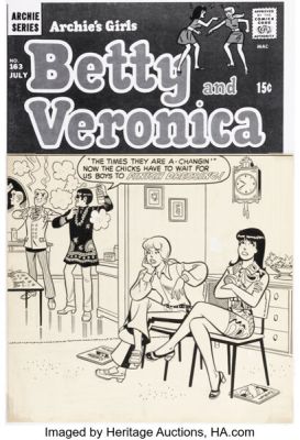 Dan DeCarlo and Rudy Lapick Archie’s Girls Betty and Veronica #163 Cover Illustration Original Art (Archie, 1969). | Heritage