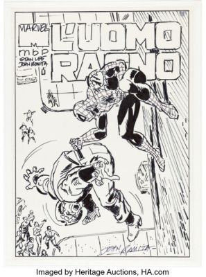 John Romita Sr. L’Uomo Ragno (Marvel Graphic Novel Strip) #9: L’Uomo dalla Frusta di Cuoio (Man With the Leather Whip) Cover Preliminary Original Art (Max Bunker Press, 1994). (Total: 2 Original Art) | Heritage